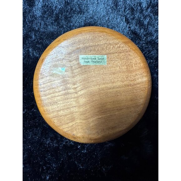 Handcrafted Solid Teak Wood Bowl From Thailand3" Tall - Picture 5 of 6